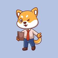 directeur shiba inu mignonne dessin animé vecteur