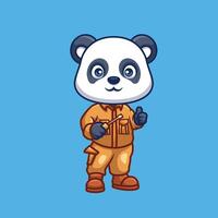 mécanicien Panda mignonne dessin animé vecteur