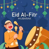 tambouriner sur eid Al fitr vecteur