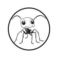 noir fourmi dessin animé vecteur illustration. isolé blanc Contexte