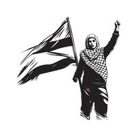 femmes supporter avec le Palestine drapeau vecteur illustration. gratuit Palestine. Stock vecteur