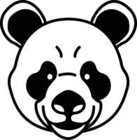 Panda visage glyphe et ligne vecteur illustration