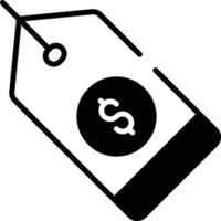 étiquette dollar glyphe et ligne vecteur illustration