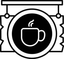 café planche glyphe et ligne vecteur illustration