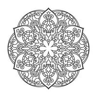 contour mandala pour coloration livre. noir et blanc mandala vecteur