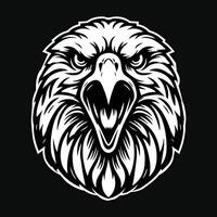 foncé art en colère bête Aigle tête noir et blanc illustration vecteur