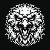 foncé art en colère bête Aigle tête noir et blanc illustration vecteur