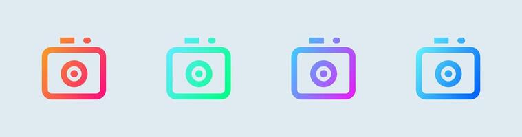 caméra ligne icône dans pente couleurs. Capturer boutons panneaux vecteur illustration.