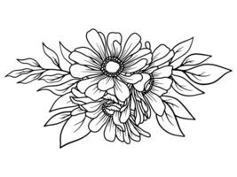 fleur ligne art noir et blanc vecteur