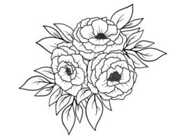 bouquet fleur ligne art illustration vecteur