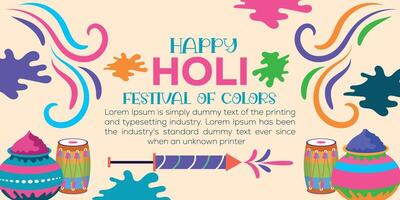 content Holi coloré bannière modèle Indien hindouisme Festival fête, social médias affiche conception et horizontal bannière modèle pour Holi Festival fête vecteur