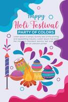 content Holi coloré bannière modèle Indien hindouisme Festival fête, social médias affiche conception et horizontal bannière modèle pour Holi Festival fête vecteur