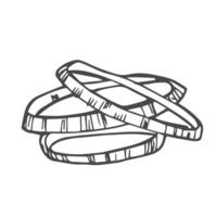 contour rond oignon tranches isolé sur blanc, esquisser illustration de oignon anneaux vecteur