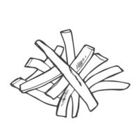 français frites main tiré esquisser illustration isolé sur blanc Contexte pour menu vecteur