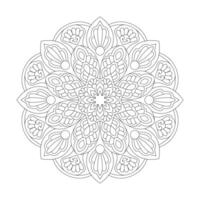 isolé contour mandala art thérapie rond décoratif pour coloration livre page vecteur