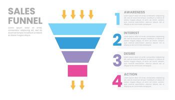 4 niveau Ventes entonnoir diagramme pour affaires présentation vecteur