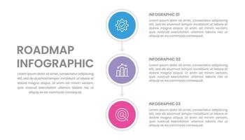 affaires feuille de route chronologie infographie avec 3 pas et Icônes vecteur