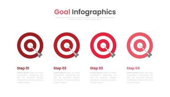 buts infographie modèle conception concept avec 4 pas pour faire glisser présentation vecteur