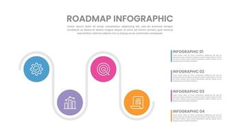 affaires feuille de route chronologie infographie avec 4 pas et Icônes vecteur