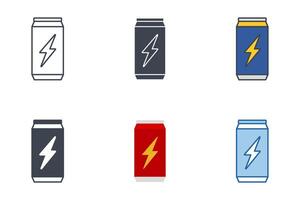 énergie boisson pouvez Icônes avec différent modes. aluminium un soda pouvez symbole vecteur illustration isolé sur blanc Contexte