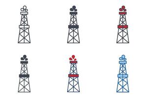 pétrole derrick Icônes avec différent modes. pétrole plate-forme symbole vecteur illustration isolé sur blanc Contexte