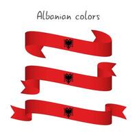 ensemble de Trois moderne coloré vecteur ruban avec le albanais couleurs isolé sur blanc arrière-plan, abstrait albanais drapeau, fabriqué dans Albanie logo