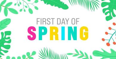 premier journée de printemps ou c'est premier printemps journée Contexte modèle avec coloré fleur. Bonjour printemps ou printemps Contexte avec magnifique coloré fleur. vecteur illustration modèle.