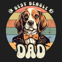 ancien beagle chien papa T-shirt conception vecteur