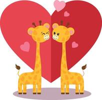 mignonne girafe couple dans l'amour vecteur