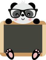 Panda prof avec école tableau noir vecteur