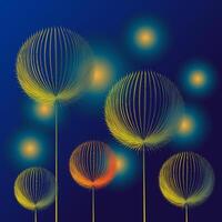 abstrait géométrique illustration carte postale Contexte avec connecté lignes et points dans une forme de fleurs brillant fleurs pissenlit. lanternes des ballons. vecteur