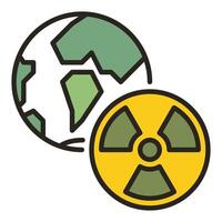 radiation signe avec Terre globe vecteur coloré icône ou symbole