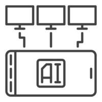 des ordinateurs avec artificiel intelligence téléphone intelligent vecteur ai La technologie contour icône ou conception élément