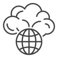 Terre globe avec champignon nuage explosion vecteur icône ou symbole dans contour style
