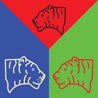 tigre vecteur icône, direct style icône, de animal tête Icônes collection, isolé sur rouge, bleu et vert Contexte.