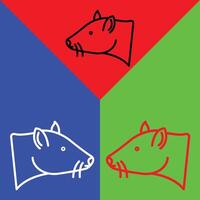 rat ou Souris vecteur icône, direct style icône, de animal tête Icônes collection, isolé sur rouge, bleu et vert Contexte.