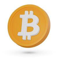 3d pièce de monnaie. crypto-monnaie symbole bitcoin btc. 3d vecteur icône. illustration isolé sur une blanc Contexte