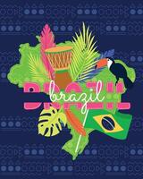 tropical Brésil affiche avec carte vecteur