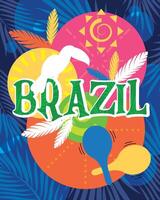 coloré tropical Brésil affiche vecteur