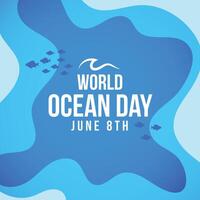 monde océan journée affiche dans bleu papier style vecteur