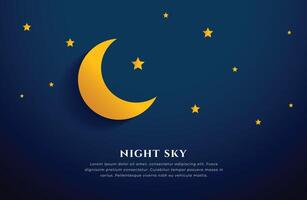 magnifique moitié lune et étoilé nuit ciel Contexte conception vecteur