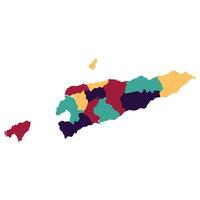 est timor carte. carte de timor-leste dans administratif les provinces dans multicolore vecteur