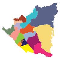 Nicaragua carte. carte de Nicaragua dans administratif les provinces dans multicolore vecteur