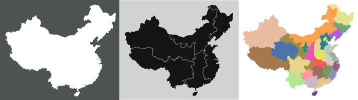 Chine carte. carte de Chine dans ensemble vecteur