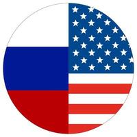 Etats-Unis contre Russie. drapeau de uni États de Amérique et Russie dans cercle forme vecteur