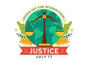 monde journée de social Justice vecteur illustration avec Balance ou marteau pour une juste relation et injustice protection dans plat dessin animé Contexte