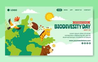 la biodiversité journée social médias atterrissage page dessin animé main tiré modèles Contexte illustration vecteur