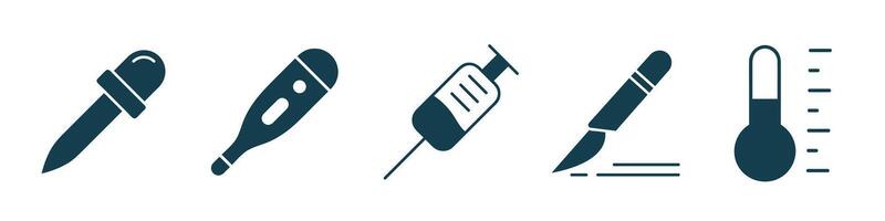 médical seringue injection coupeur compte-gouttes solide icône vecteur illustration