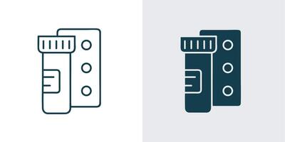 pharmaceutique pilule bouteille et médicament cloque icône vecteur. concept de médicament ligne et solide Icônes illustration vecteur