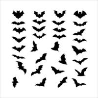 chauves-souris Icônes ensemble silhouette noir vecteur